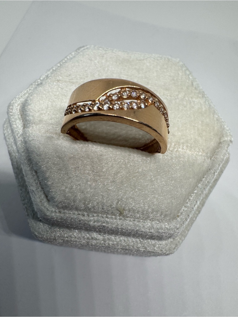 Vintage Ukraine 14K 585 Rose Gold CZ Ring Size 7.75 Soviet Era Fine Jewelry